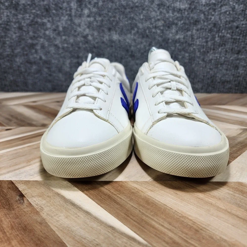 Veja Campo Chromefree Leather Sneaker - Extra White/Blue Size US Men's 9 Wmns 11